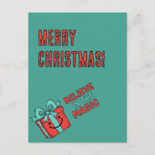 Postal Caja de regalo de Navidad con mensaje alegre