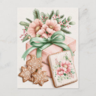 Postal Caja de regalo de Navidad pastel festiva y elegant