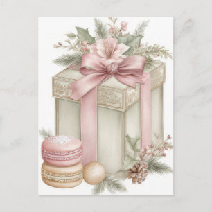Postal Caja de regalo de Navidad pastel festiva y elegant
