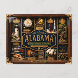 Postal Caja de sombra de Alabama Figurita 3D Estado