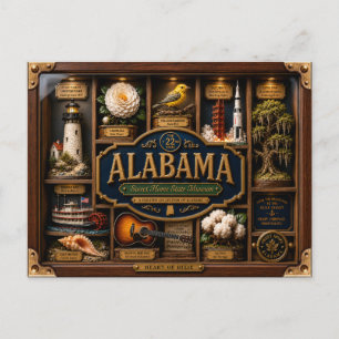 Postal Caja de sombra de Alabama Figurita 3D Estado