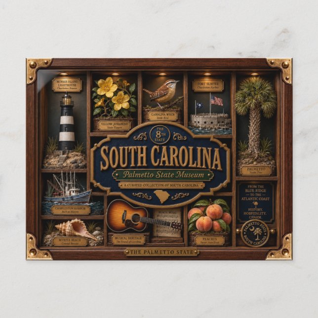 Postal Caja de sombra de Carolina del Sur Figurilla 3D de (Anverso)