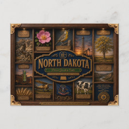 Postal Caja de sombra de Dakota del Norte Figurita 3D Est