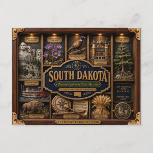 Postal Caja de sombra de Dakota del Sur 3D Figura Estado