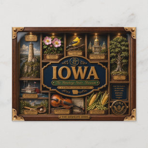 Postal Caja de sombra de Iowa Figurita 3D Estado