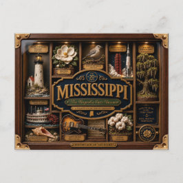 Postal Caja de sombra de Mississippi Figurita 3D Estado