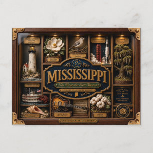 Postal Caja de sombra de Mississippi Figurita 3D Estado