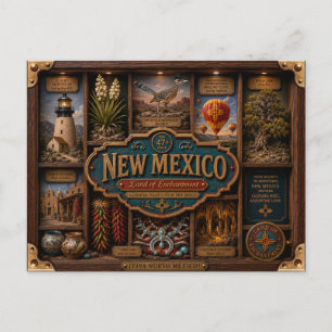 Postal Caja de sombra de Nuevo México Figurita 3D Estado