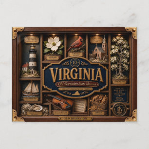 Postal Caja de sombra de Virginia Figurita 3D Estado
