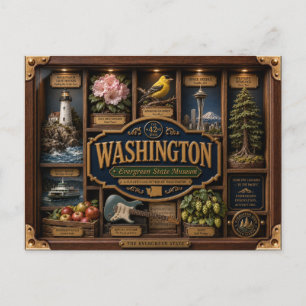 Postal Caja de sombra de Washington Figurita 3D Estado