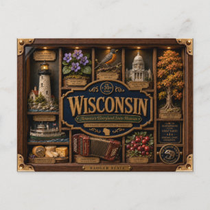 Postal Caja de sombra de Wisconsin Figurita 3D Estado