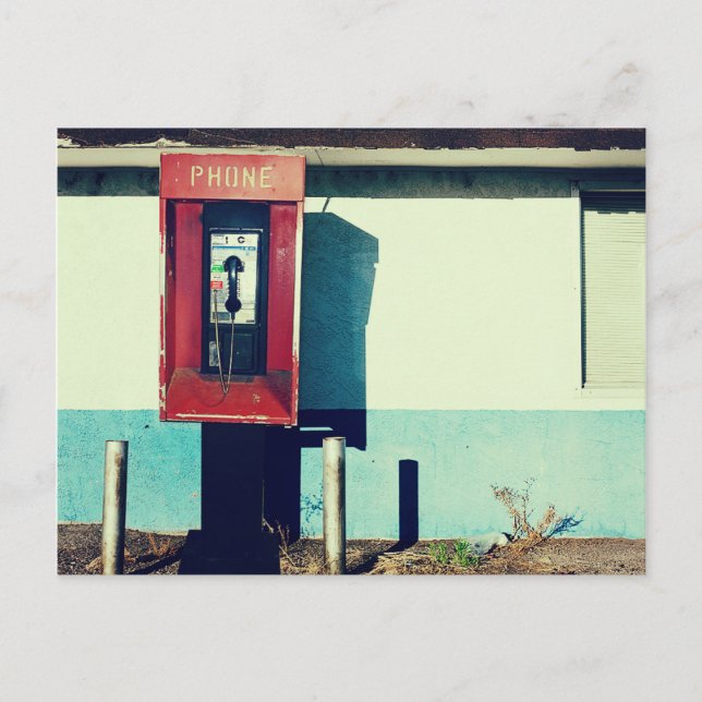 Postal Caja vieja de teléfono rojo (Anverso)