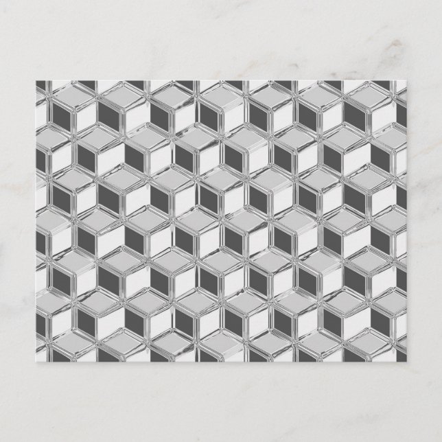 Postal Cajas cromadas 3d - gris plateado (Anverso)