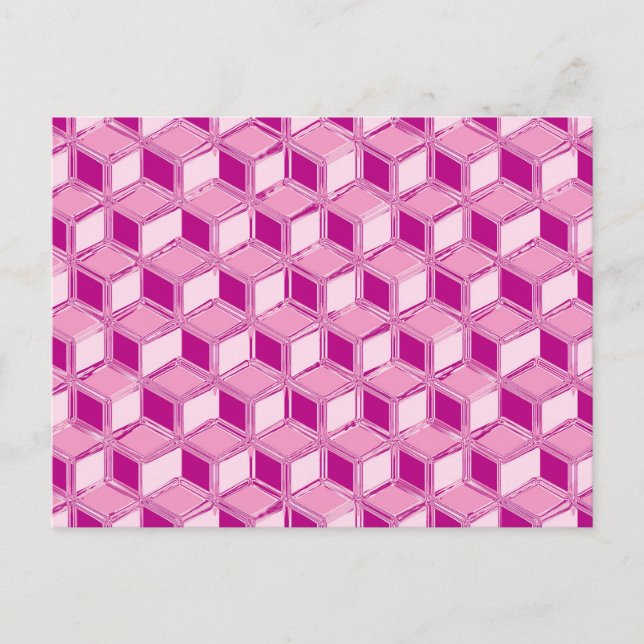 Postal Cajas cromadas 3d - rosa fucsia (Anverso)