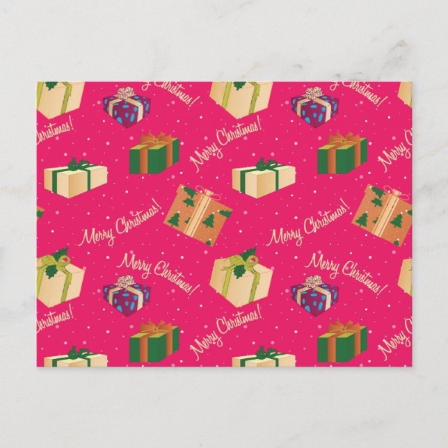 Postal Cajas de Regalos de Feliz Navidad (Anverso)