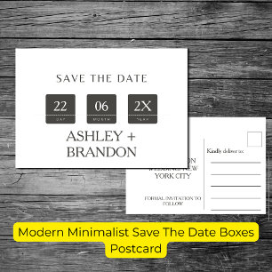 Postal Cajas Modernas Minimalistas para Guardar la Fecha