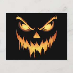 Postal Calabaza asustada Jack O Lantern Face Halloween