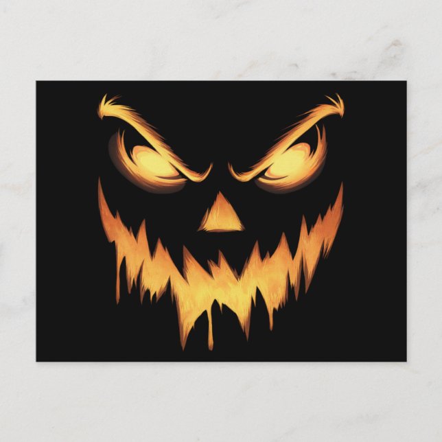 Postal Calabaza asustada Jack O Lantern Face Halloween (Anverso)