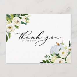 Postal Calabaza azul y agradecimiento de graduación flora