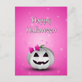 Postal Calabaza Blanca Rosa Halloween Femenino