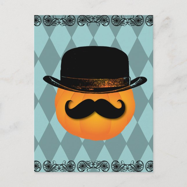 Postal Calabaza con bigote y gorra (Anverso)