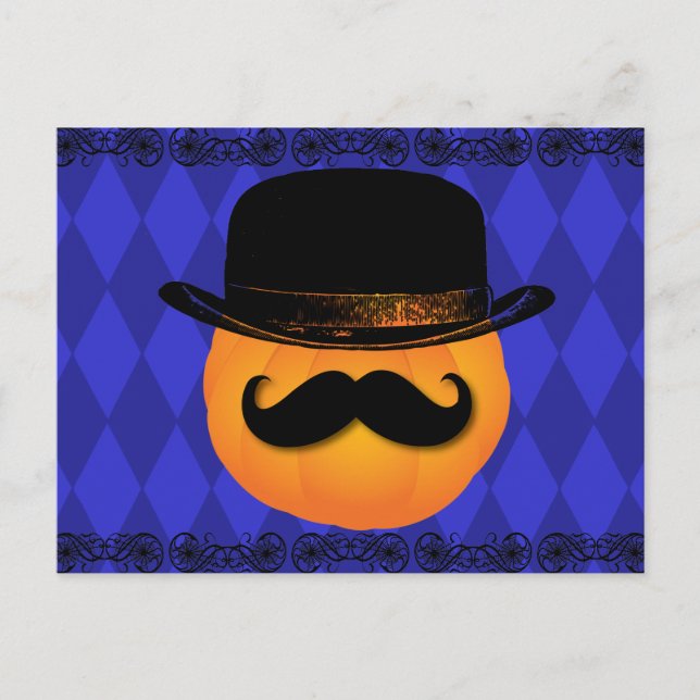 Postal Calabaza con bigote y gorra (Anverso)