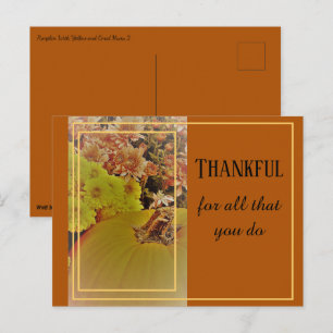 Postal Calabaza con crisantemos 2 / Gracias