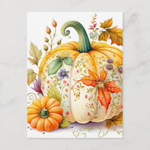Postal Calabaza cosechada fresca en otoño