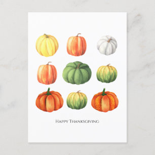 Postal Calabaza de Acción de Gracias de otoño en acuarela
