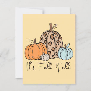 Postal Calabaza de caída de moda   Cita de "It's Fall Yal