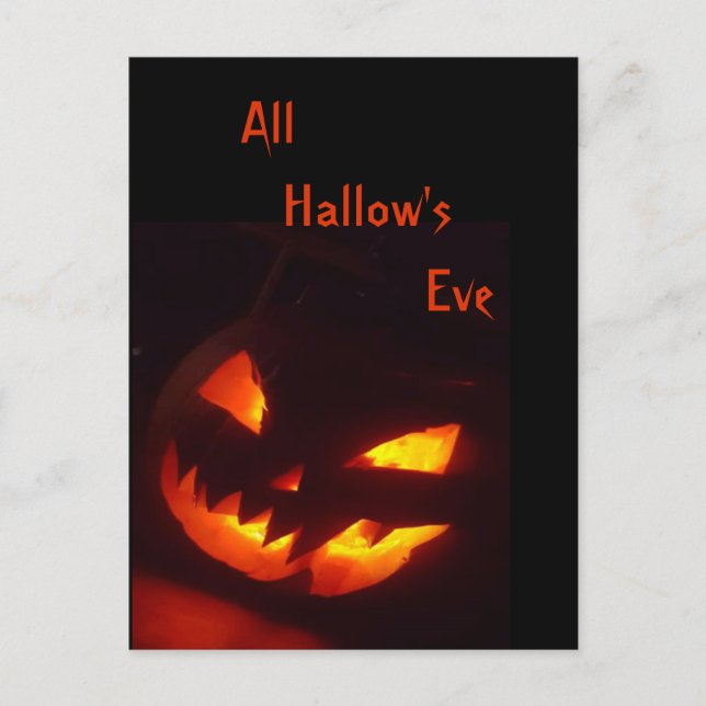 Postal Calabaza de Halloween asustada (Anverso)
