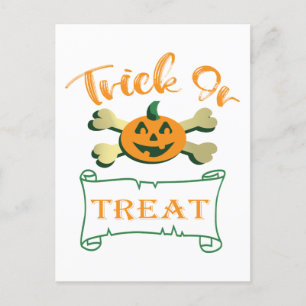 Postal Calabaza de Halloween con truco o tratar cruces