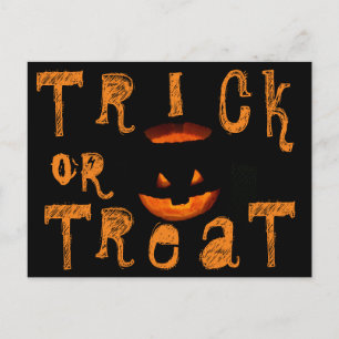 Postal Calabaza de Halloween con truco o truco