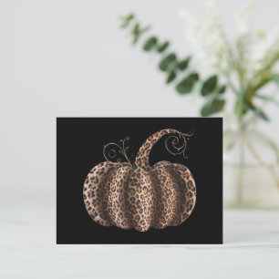 Postal Calabaza de Halloween Cuadro Leopardo Otoño Día de