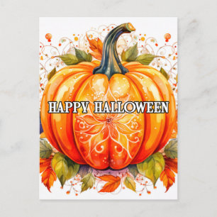Postal Calabaza de Halloween decorativa recién cosechada