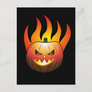 Postal Calabaza de Halloween en llamas