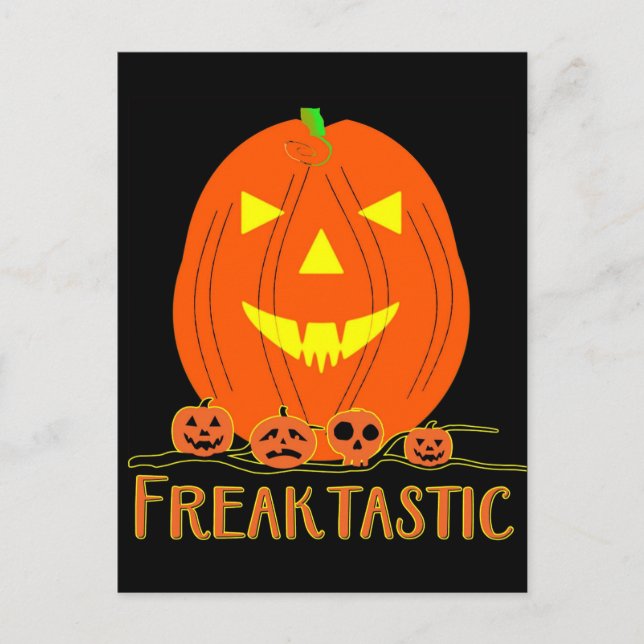 Postal Calabaza de Halloween espeluznante (Anverso)