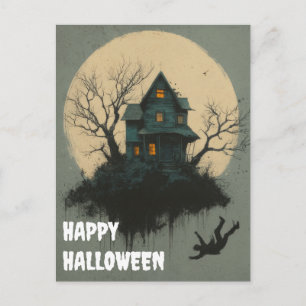 Postal Calabaza de Halloween espeluznante Bruja Noche esp