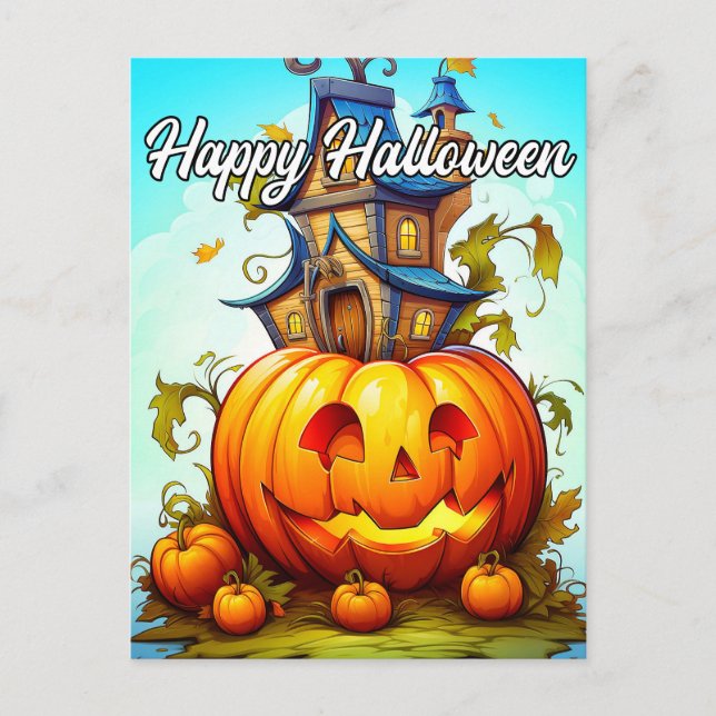 Postal Calabaza de Halloween Feliz (Anverso)