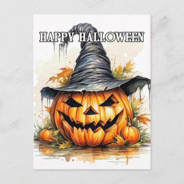 Postal Calabaza de Halloween Feliz (Anverso)
