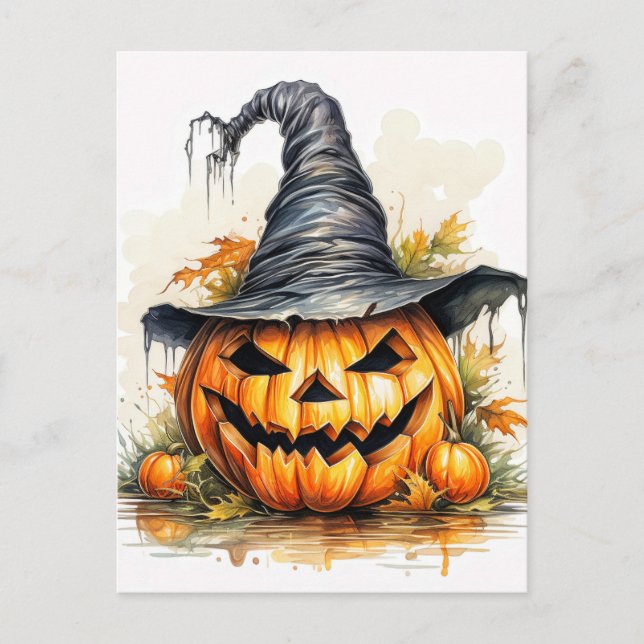Postal Calabaza de Halloween Feliz (Anverso)
