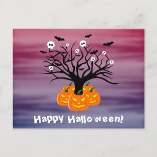 Postal Calabaza de Halloween Jack del Árbol Muerto de los