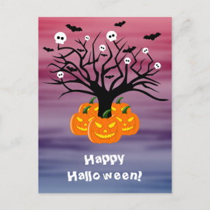 Postal Calabaza de Halloween Jack del Árbol Muerto de los