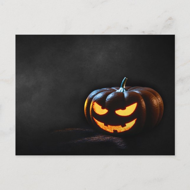 Postal Calabaza de Halloween Jack-O-Lantern Spooky (Anverso)
