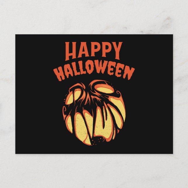 Postal Calabaza de Halloween Jack o'Lantern (Anverso)