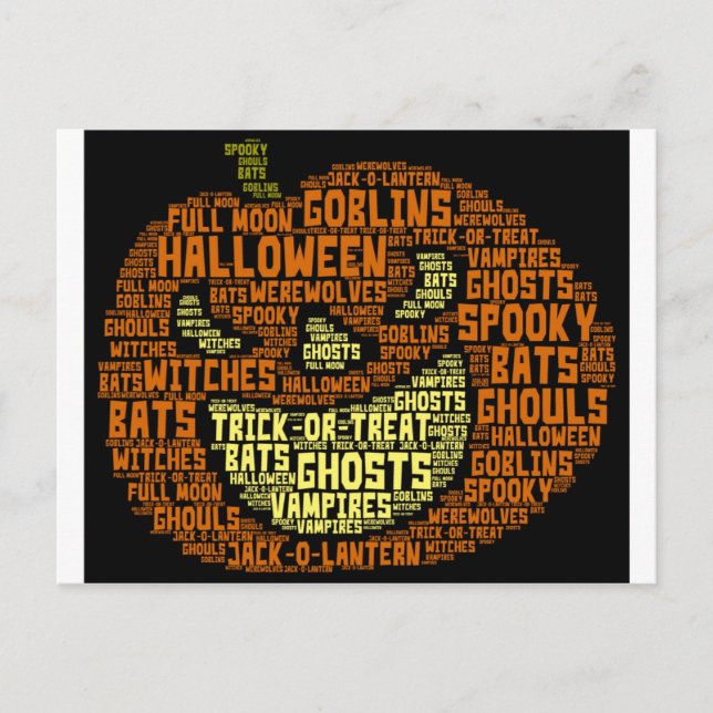 Postal Calabaza de Halloween Palabra Arte en la nube (Anverso)