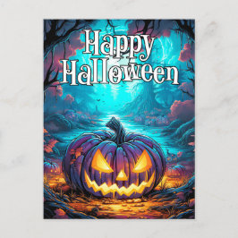 Postal Calabaza de Halloween resplandeciente