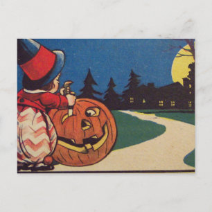 Postal Calabaza de Jack O Lantern de Bruja Luna Llena Tal