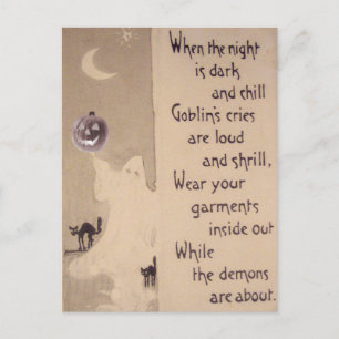 Postal Calabaza de Jack O Lantern Fantasma Gato Negro