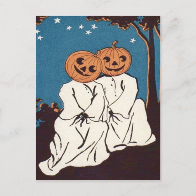 Postal Calabaza de Jack O' Lantern Fantasma para Abrazar (Anverso)